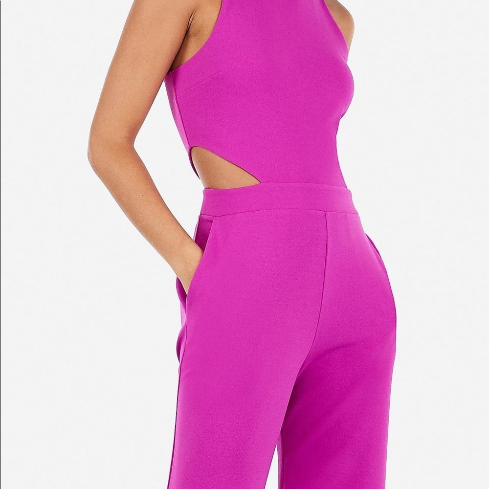 Express Cut-Out Side Jumpsuit -neon magenta